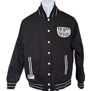 Trukfit Truk Da Wurl Varsity Jacket Sz M Black Lil Wayne Streetwear 100% Cotton